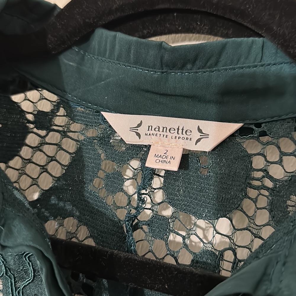 Nanette Lepore Teal Lace Shirt Dress - Picture 5 of 12
